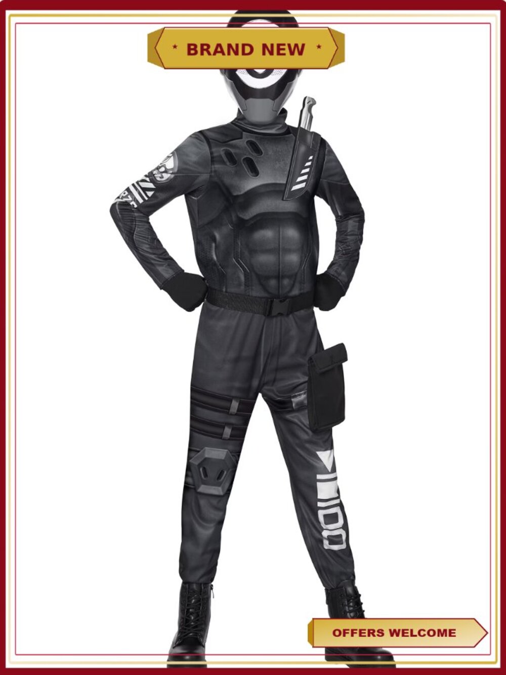 Fortnite 8-Ball 5pc Costume Boys Size XL 14/16 Halloween Jumpsuit Mask